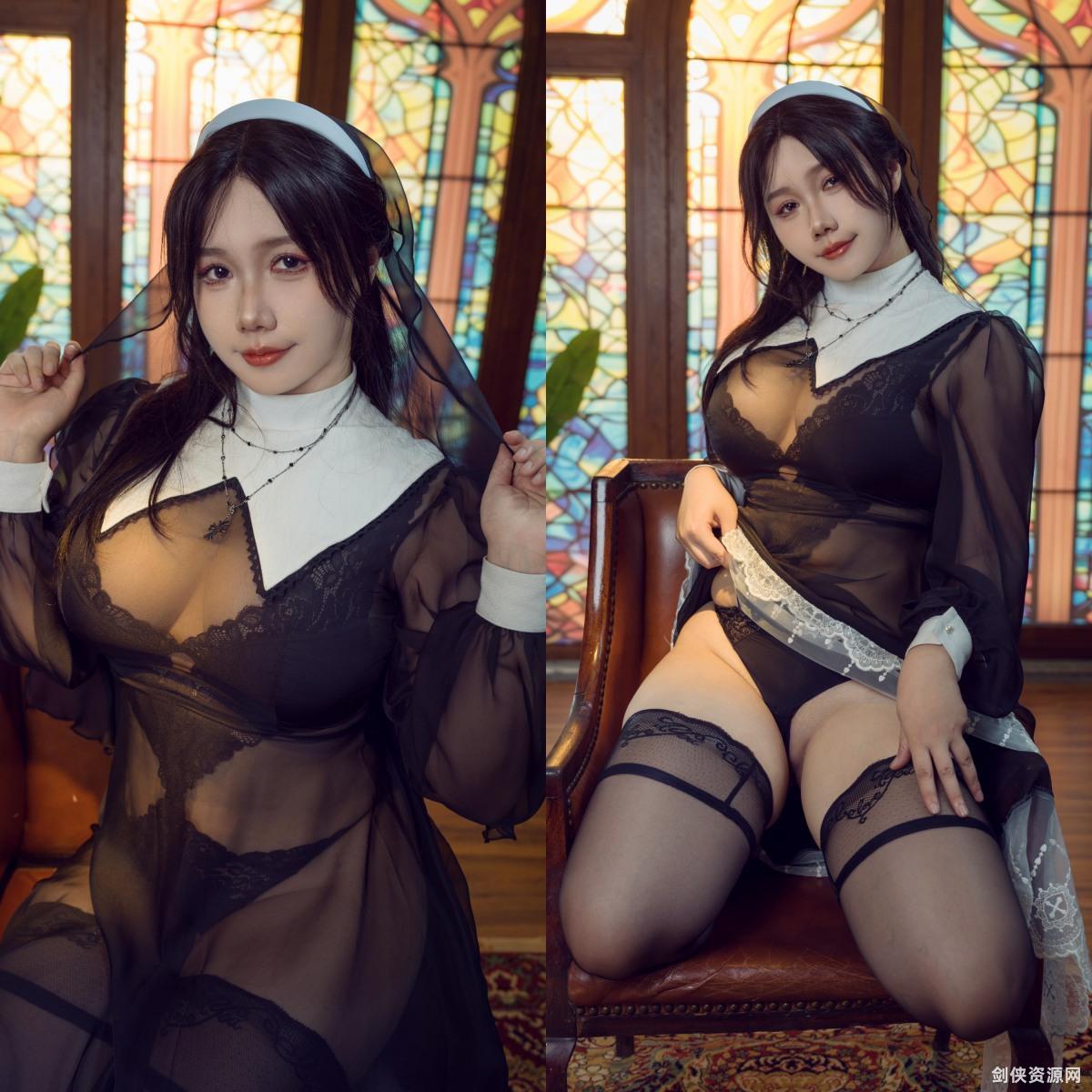 【cos】麻花酱 - 修女 [129P+4V+2GB]